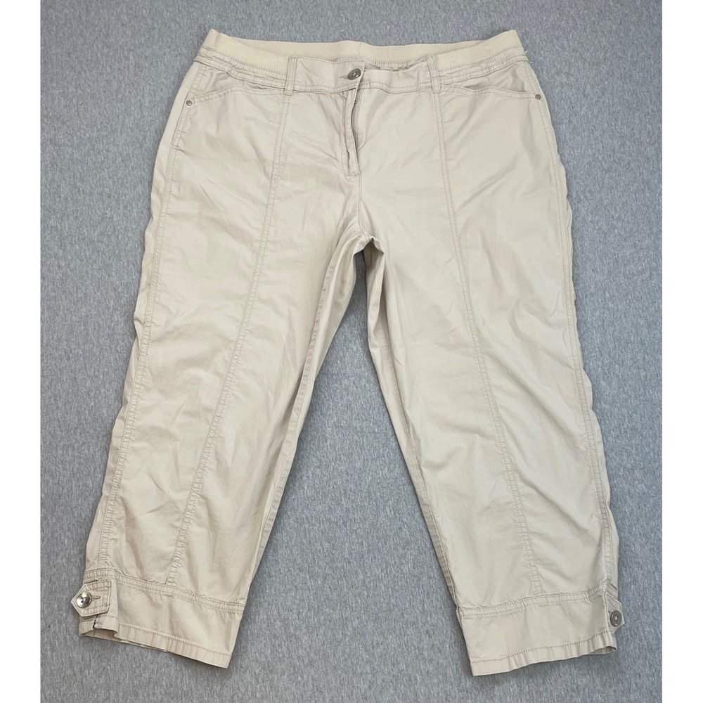 Chicos Pants Womens Size 2.5 (14) Beige Cotton Blend Stretch Crop High-Rise